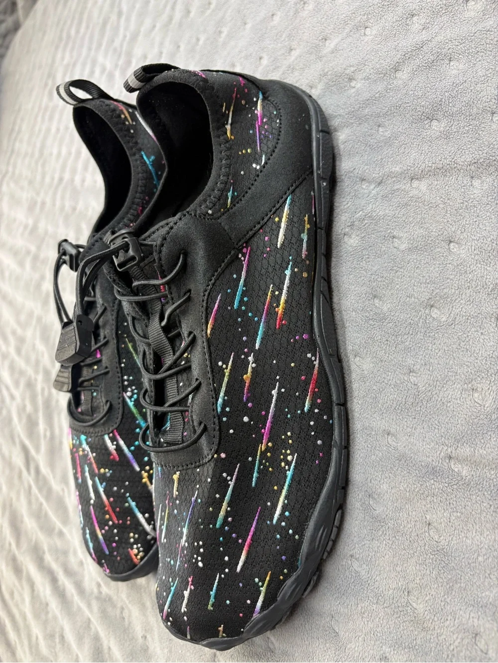 Men's Black Boat Shoes with Color Splash Accents